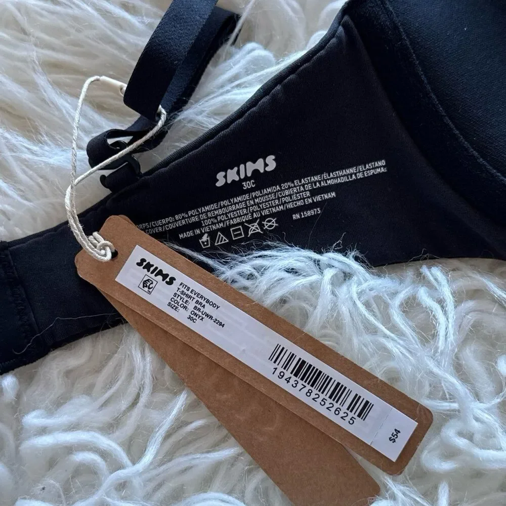 Skims Fits Everybody T-Shirt Bra Onyx Size 30C - Picture 7 of 7